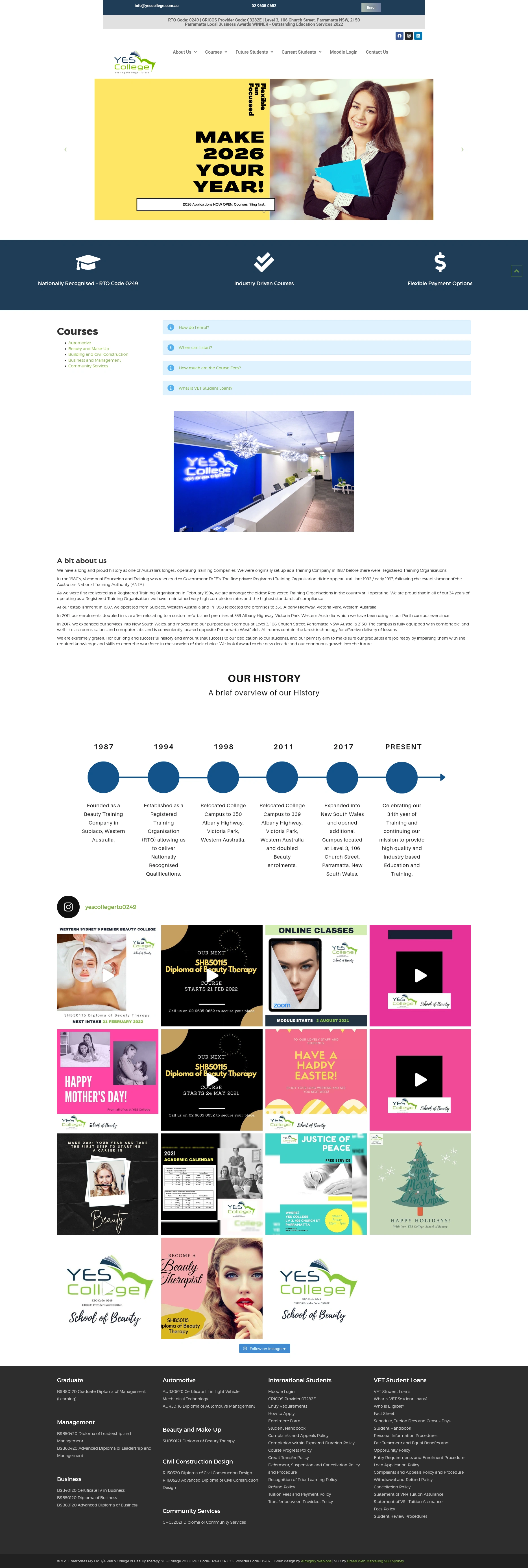 Yes College — website by Omnox Technologies