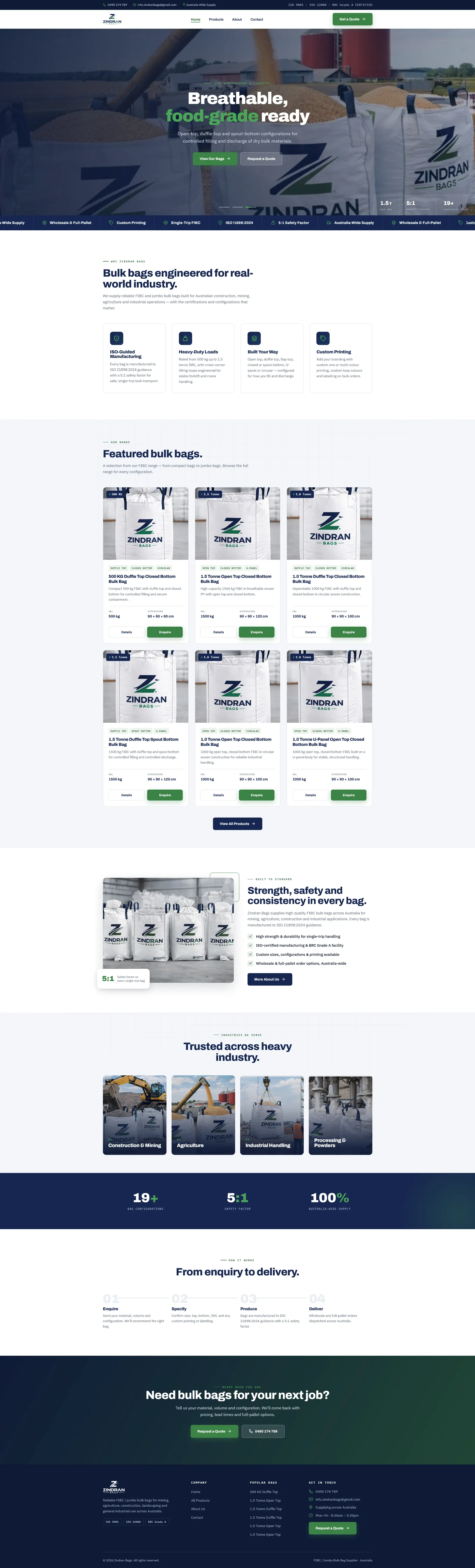 Zindran Bags — website by Omnox Technologies