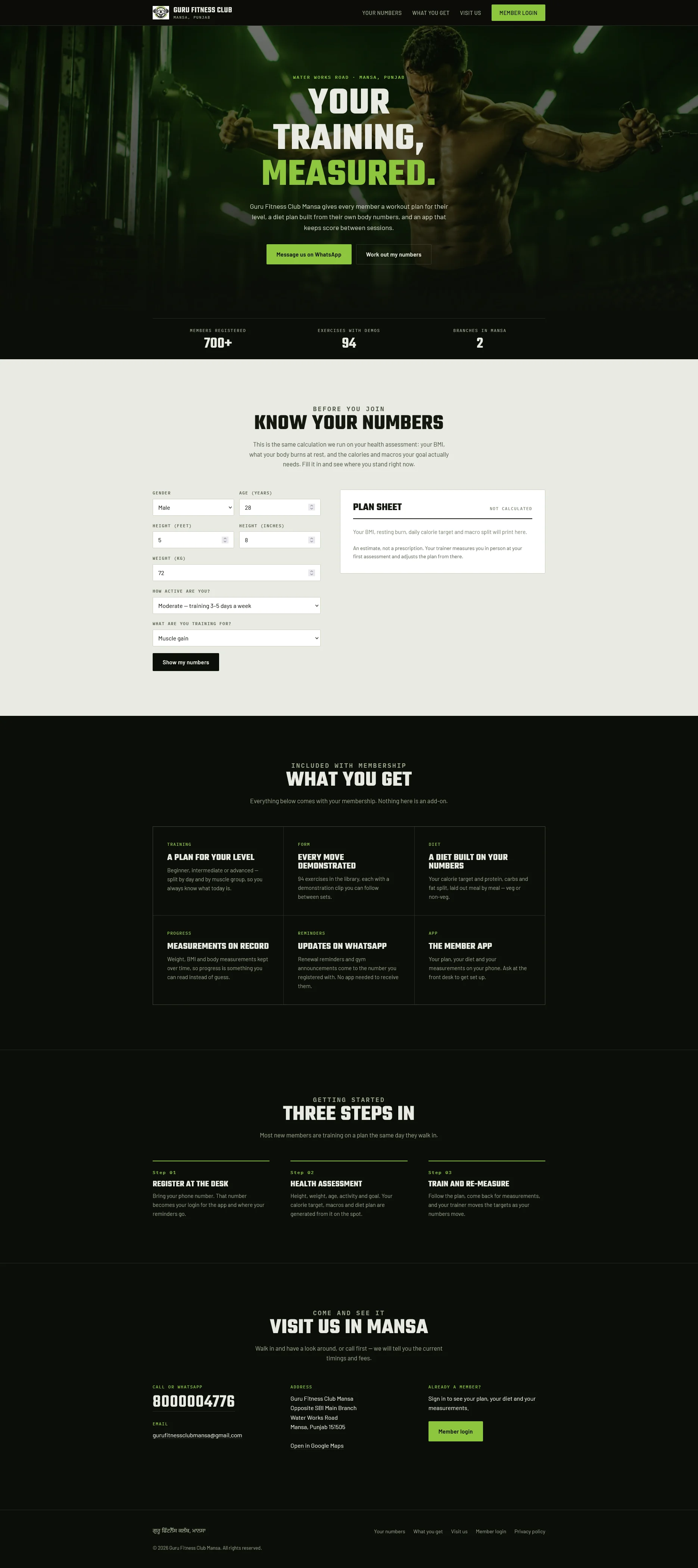 Guru Fitness Club — website by Omnox Technologies